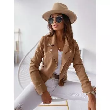 Весенняя замшевая женская куртка с длинным рукавом на молнии, обтягивающее короткое черное пальто, женское зимнее прохладное модное повседневное пальто, женская одежда S белый