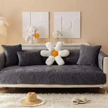 Весенняя жаккардовая диванная подушка, однотонная плюшевая диванная подушка с банановым листом, чехол для дивана для гостиной, нескользящее утолщение 70x70cm 1pcs зелёный