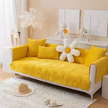 Весенняя жаккардовая диванная подушка, однотонная плюшевая диванная подушка с банановым листом, чехол для дивана для гостиной, нескользящее утолщение 70x70
