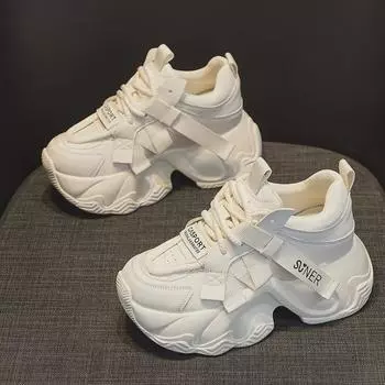 Весенняя женская мода 2025 года: туфли Daddy на шнуровке с толстой подошвой для увеличения роста 36