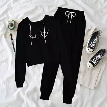 Весенняя женская мода принтованный свитшот с капюшоном повседневный костюм XXL белый