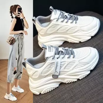 Весенняя женская обувь для папы, новые летние спортивные повседневные белые туфли, кроссовки 35 серый