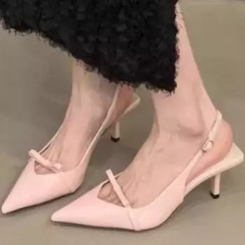 Весенняя женская обувь, модные однотонные женские сандалии без шнуровки с острым носком, модельные сексуальные туфли на тонком высоком каблуке 35