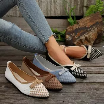 Весенняя женская обувь на плоской подошве, 2024 г., вязаные носки, кроссовки, дышащие женские лоферы без шнуровки, с круглым носком, размеры 36–43, легкие туфли больших размеров 36 бежевый