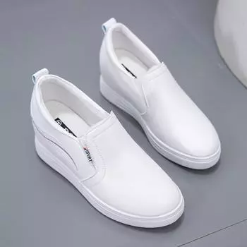 Весенняя женская обувь, новые однотонные женские кроссовки, женская вулканизированная обувь на платформе для отдыха, увеличивающая рост 35