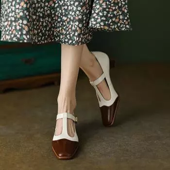 Весенняя женская обувь, туфли из лакированной кожи, женские туфли-лодочки на высоком каблуке с квадратным носком и пряжкой, однотонные женские туфли-лодочки на высоком каблуке 35 абрикосовый