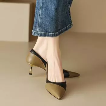 Весенняя женская обувь, женские туфли-лодочки с острым носком на тонком каблуке, обувь для свадебной вечеринки, женская обувь на высоком каблуке, Zapatos De Mujer 35 зелёный