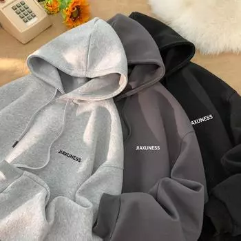 Весенняя женская повседневная однотонная толстовка с капюшоном и буквенным принтом XXXXXL белый