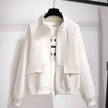 Весенняя женская повседневная свободная однотонная модная куртка XXXL белый