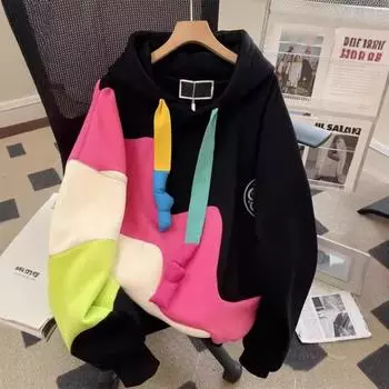 Весенняя женская повседневная свободная толстовка с капюшоном XXXXL чёрный