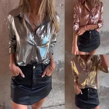 Весенняя женская рубашка с длинными рукавами, повседневная замшевая рубашка с лацканами XS розовый