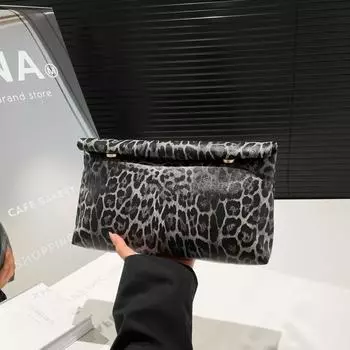 Весенняя женская сумка большой вместимости 2025 года, новая высококачественная сумка с леопардовым принтом коричневый