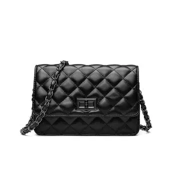 Весенняя женская сумка Простая модная удобная сумка с цепочкой из ромбовидной сетки Маленькая квадратная сумка на одно плечо с косым ремешком Маленькая сумка