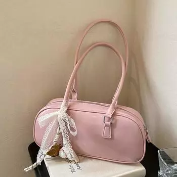 Весенняя женская сумка ретро мода подмышечная сумка нишевая текстура подмышечная сумка простая повседневная сумка-багет no pendant красный