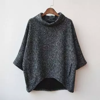 Весенняя женская свободная куртка-рубашка «летучая мышь» с рукавом три четверти, свитер с полуводолазкой, трикотажный топ One size красный