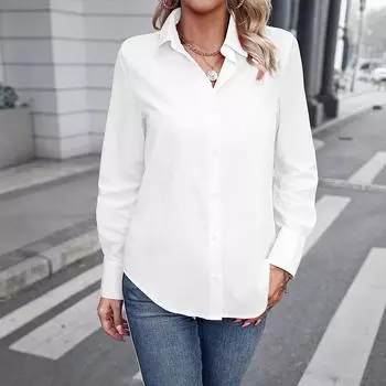 Весенняя женская свободная рубашка с длинным рукавом S синий