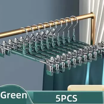 Вешалка для брюк, бытовая бесшовная вешалка для одежды из нержавеющей стали, юбка Jk, нижнее белье, многофункциональное устройство для сушки воздухом, зажим для брюк с защитой от скольжения 5 pcs