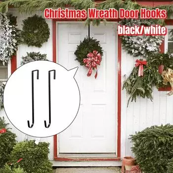 Вешалка для цветочного венка над дверью, большой металлический крючок для рождественского венка, пасхальный венок, вешалка для входной двери, принадлежности для рождественской вечеринки 1Pcs чёрный