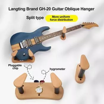 Вешалка для гитары, настенное крепление с гигрометром, акустическая фолк-электрогитара, укулеле, бас-гитара, деревянный держатель, подставка, аксессуары для музыкальных инструментов