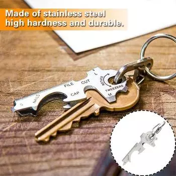 Вешалка для инструментов 8 в 1, брелок из нержавеющей стали, универсальный легкий антикоррозийный инструмент для наружного или повседневного использования серебряный
