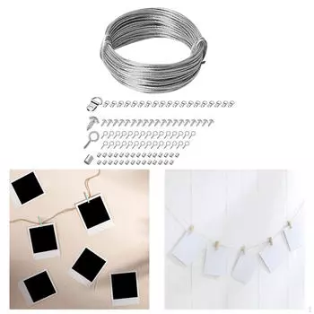 Вешалка для картин на проволочной раме. Металлические вешалки с винтами и обжимной петлей. 10m Wire 101PCS
