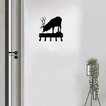 Вешалка для ключей Elk Bull, настенная подвесная вешалка для ключей, настенное украшение для дома, деревенское очарование для любителей дикой природы светло-серый