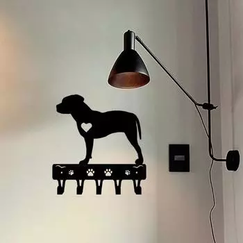 Вешалка для ключей с натуральными ушами для питбультерьера, настенная, крючок для хранения вещей, железные крючки для домашнего хозяйства светло-серый