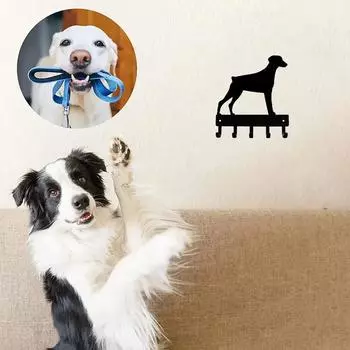 Вешалка для ключей в виде собаки добермана - металлический настенный крючок шириной 6 дюймов/9 дюймов, стильный настенный декор для любителей собак и жилых помещений M бронзовый