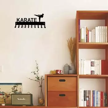 Вешалка для медалей карате, стойка для ремня, четырнадцать точек, пять дюймов, десять крючков, металлическая настенная живопись, металлическая вешалка для медалей карате, стойка для ремня, четырнадцать точек бронзовый