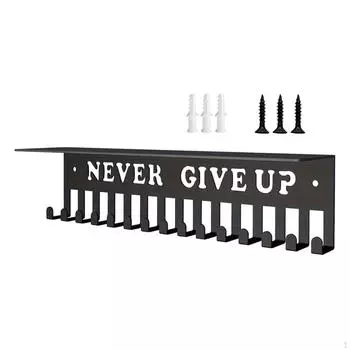 Вешалка для медалей, полка для трофеев, настенное крепление, железный прочный держатель для хранения, никогда не сдавайся