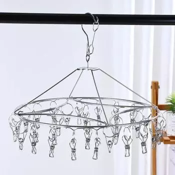 Вешалка для носков, вешалка для одежды из нержавеющей стали, многофункциональная вешалка для одежды, вешалка для нижнего белья, ветрозащитная спальня, вешалка для домашней одежды Circular 28 clip ordinary