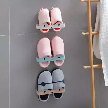 Вешалка для обуви Универсальная самоклеящаяся бытовая настенная вешалка для тапочек 3 цвета Подвесной держатель для тапочек для ванной комнаты синий