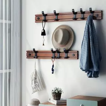 Вешалка для одежды из бамбука в скандинавском стиле, съемные крючки, держатель для хранения одежды, шляп, ключей, органайзер для прихожей, вешалка для мебели, домашний декор M