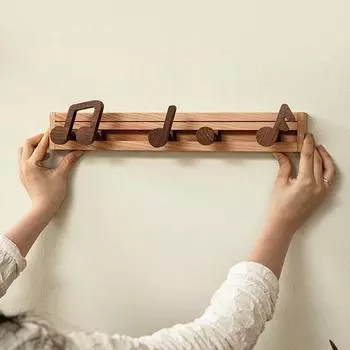 Вешалка для одежды из цельного дерева в скандинавском стиле, настенная, креативная, держатель для полотенец, мобильная, музыкальная, нотная, вешалка для одежды, полки для хранения, мебель