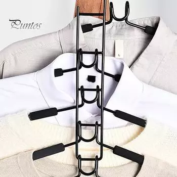 Вешалка для одежды Многослойная противоскользящая конструкция 5-в-1 Компактный органайзер для гардероба для рубашек, платьев, свитеров абрикосовый