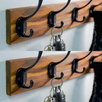 Вешалка для одежды настенная с 5 черными крючками для полотенец деревянная настенная вешалка для ванной комнаты гостиной прихожей пальто головные уборы