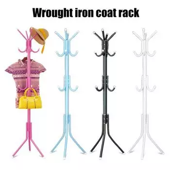 Вешалка для одежды с 12 крючками, отдельно стоящая вешалка для прихожей, спальни и офиса, металлическая вешалка для пальто, шляп и сумок чёрный