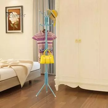 Вешалка для одежды с 12 крючками, отдельно стоящая вешалка для прихожей, спальни и офиса, металлическая вешалка для пальто, шляп и сумок чёрный