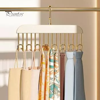 Вешалка для одежды с 8 крючками, вешалка для пальто, держатель для жилета, вешалка для нижнего белья из цельного дерева, экономящая место, многоцелевая вешалка для организации гардероба коричневый