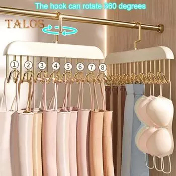 Вешалка для одежды с 8 крючками, вешалка для пальто, держатель для жилета, вешалка для нижнего белья из цельного дерева, экономящая место, многоцелевая вешалка для организации гардероба коричневый