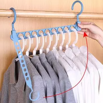 Вешалка для одежды с 9 отверстиями, многофункциональная, вращающаяся, органайзер для вешалок серый