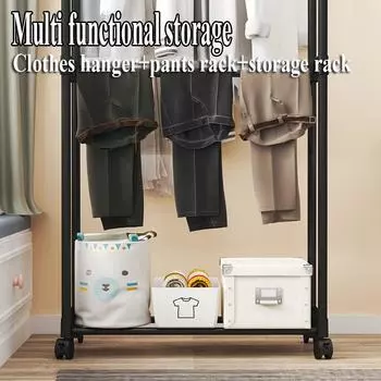 Вешалка для одежды с двумя штангами, передвижная вешалка для пальто, телескопические напольные вешалки для спальни, многофункциональные вешалки для обуви и головных уборов