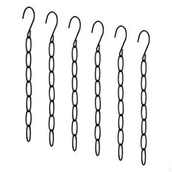 Вешалка для одежды с металлической цепью, складное хранилище для гардероба Black 6pcs