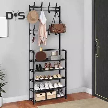 Вешалка для одежды с полкой для хранения, 4/5-слойная вешалка для обуви, отдельно стоящая вешалка для одежды в прихожей с вешалкой для шляп 60cm 4-Layers