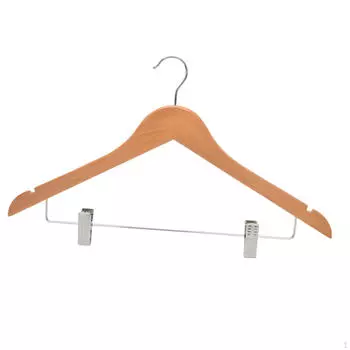 Вешалка для одежды с зажимами для шкафа, нескользящая, прочная, из дерева для пальто White