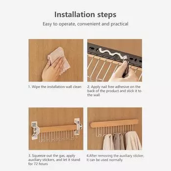 Вешалка для одежды, штанга для шкафа, многофункциональная, выдвижная, вешалка для одежды, раздвижная вешалка для экономии места, штанга для галстуков, шарфов 8 Hooks Right Pull