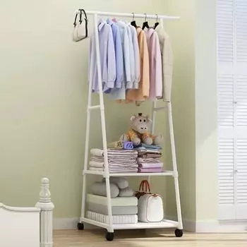 Вешалка для одежды Треугольная передвижная вешалка для одежды с роликами, напольная вешалка для одежды, многофункциональная, экономит место в доме, вешалка для спальни чёрный