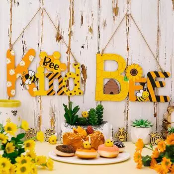Вешалка для письма на день пчелы, вешалка для дверного знака, деревянная вешалка с желтой пчелой, украшение One Size