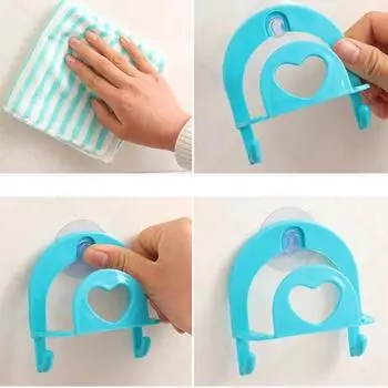 Вешалка для полотенец для посуды Губка Кухонные принадлежности Домашнее хранение Полка для ванной Супер присоски Семейные крючки-присоски RandomColor