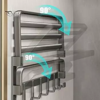 Вешалка для полотенец для ванной комнаты со складной конструкцией, нержавеющая настенная полка-органайзер для полотенец, нержавеющий держатель для полотенец серый